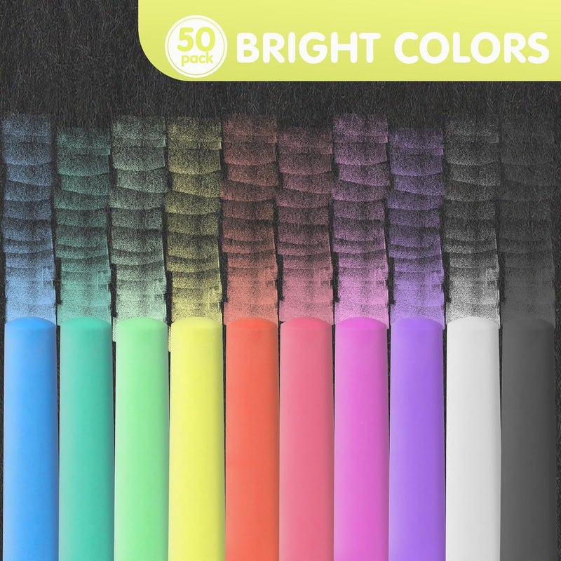 FELIZROCA 50 Pack Washable Sidewalk Chalks for Kids Non-Toxic Jumbo Chalk for Outdoor Art Play, Colored Chalk for Painting on Chalkboard, Blackboard and Playground - Image 5
